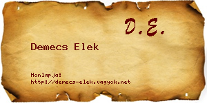 Demecs Elek névjegykártya